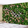 Tapisserie esthétique, clôture de fleurs de printemps, mur de plantes roses, fenêtre de jardin, paysage naturel, décoration de la maison