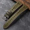 Horlogebanden Handgemaakte eerste laag koeienhuid lederen horlogeband 18 19 20 21 22MM Groen Grijs Bruin Ademend Stijl Herenarmband Vintage Zacht