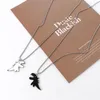 Chaînes Métal Dinosaure Pendentif Noir Sautoirs Dessin Animé Clavicule Couple Colliers Collier Style Coréen