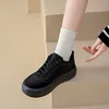 Casual Shoes Women Comfort Solid Lace-Up Flat Round Toe Black Khaki White Women Trainers Leisure Shoes Size 36-40