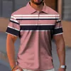 Business Casual Golf Men's Polo Camisas Verão Moda ShortSleeve Camiseta Gradiente Linha Impressão Tops Diariamente Poloshirt Oversized 240115