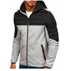 Neue Casual Zipper Kapuze Patchwork Modische Hoodie Jacke Herren Color Blocking Cardigan