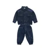 Mode Jungen Denim Cargo Kleidung Sets Kinder Revers Langarm Jacke elastische Rippe Ankers Jeans 2 Stück 2024 Frühling Kinder Casual Cowboy Outfits Z6719