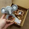 1set Baby Rattle Wood Crochet Elephant Bells Music TingeThing Armband Pacifier Dummy Clips Gym Spela Rodent Baby Products Toy 240115
