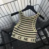 Sexy Damen-Tanktops, Hemden, CE-Brief-Tops, T-Shirts, Top, Stickerei, Sommer, ärmellos, Streifenfarbe, klassische Weste mit SML