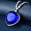 Titanic coeur de l'océan collier pendentif coeur bleu foncé pour les femmes bijoux de mode amoureux Couple saint valentin anniversaire G282c