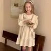 Abiti da ragazza 2-7 anni Abito autunnale per bambina Manica lunga ricamata Principessa Primavera Abbigliamento per bambini in cotone Moda bambini coreani Bianco