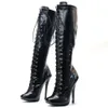 5 Inch Sexy Fetish Stiletto Heel Vintage Boots Knee High Lace-up Shoes Size36- In Stock Fast 240115