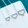 Smyoue 2CT Pass Tested Heart Necklace for Women S925 Silver Plated Platinum Simulated Diamonds Pendant Födelsedagspresent 240115