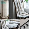 Tenda Boho Tende a righe geometriche Camera da letto Soggiorno Pannello con nappe Tende di lino Finito Drappo Home Decor 240115