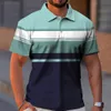 Business Casual Golf Men's Polo Camisas Verão Moda ShortSleeve Camiseta Gradiente Linha Impressão Tops Diariamente Poloshirt Oversized 240115
