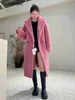 Maxmaras Coat Teddy Bear Dames Cashmere Coats Wol Winter 2024 Raspberry Pink Fur Deeltje Kamel Fleece Medium Len