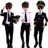 Nieuwe mode kinderen Dag Piloot Uniform Stewardess Cosplay Halloween Kostuums voor Kinderen Vermomming Meisje Jongen Kapitein Vliegtuigen Fa294n