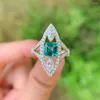 Cluster Ringe Vinregem Smaragd Paraiba Turmalin High Carbon Diamanten Edelsteine Vintage 925 Sterling Silber Schmuck Frauen Jahrestagsgeschenke