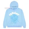 Mens Hoodies Sweatshirts New Sky Blue Sp5der Hoodie Men Women 1 Hip Hop Young Thug Spider World Wide 555555 Print Pullover Hoody Light 7RQV