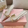 24SS Neue Kleidschuhe 6cm Designer Damen Sandalen Alle Strass Party Stiletto Heels Schleife Slingbacks Sommer Damen Designer Schuhe Spitzer Schuh mit Box 10A 35-40