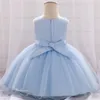 Robes d'été de baptême pour filles, robe Tutu de princesse à gros nœud, vêtements de baptême pour bébés filles de 0 à 24 mois