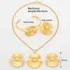 Necklace Earrings Set 18k Gold Color Jewelry For Ladies African Dubai Pendant And Weddings Party Bangle Bride