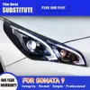 Front Lamp Dynamic Streamer Turn Signal Indicator DRL Daytime Running Light For Hyundai Sonata 9 LED Headlight Assembly 15-17