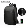 Kingsons Męska torba na klatkę piersiową Czarne torby na jedno ramię z USB ładując wodoodporne nylonowe torby na crossbody Bags Messenger 240115