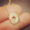 Goud Zilver Rose goud Kleine Kompas Kettingen Hanger Charme voor Vrouwen Mannen Zuid Richting Ketting Disc Cirkel Schijf Kettingen Coin302a