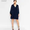 Basic Casual Jurken Robe longue en mousseline de soie grande taille manches vazen lgante sexy col v lastique printemps bureau soire dcontracte 6XL 7X YQ240115