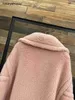 デザイナーMaxmaras Teddy Bear Coat Womens Cashmere Coatsウール冬2024年秋冬新しい煙ピンク毛皮キャメルフリースミディアムレン