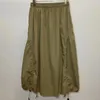 Saias chique e elegante mulher saia y2k japão harajuku moda longa cintura elástica algodão exército verde sólido a-line maxi