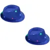 Ball Caps 2pcs LED LUMINENT JAZZ HAT STACE SCHETS CHAPS FLASH avec des paillettes décor pour la fête (bleu)