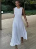 Casual Dresses Tossy Knitwear White Long Dress For Women Sleeveless High Waist Slim Strapless Loose Solid Basic Ladies Maxi