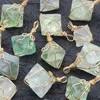 Pendant Necklaces 1PC Natural Fluorite Stone Faceted Rhombus Cube Crystals Gemstone Charms For Jewelry Making DIY Women Gift