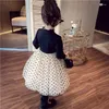 Girl Dresses Wedding Dot Dress Girls' Holiday Birthday Party Princess Communion Ball Long Sleeve Infant Vintage Lace Voile Skirt