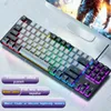 Lumières LED RVB H87 Clavier mécanique filaire 10 types d'éclairage coloré pour jeux et bureau pour Microsoft Windows et système Apple IOS