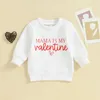 -10-17 Lioraitiin 0-3Y Peuter Baby Meisje Valentijnsdag Outfit Brief Print Crewneck Sweatshirt Pullover Sweater Shirt 240115