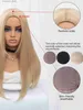 Synthetische pruiken 26 inch Blond Gouden Synthetische pruiken Middenscheiding Lang Natuurlijk steil haar Pruik voor dames Dagelijks gebruik Cosplay Hittebestendig Q240115