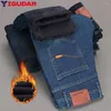 Männer Jeans Business Stretch Männer Warme Fleece Klassische Stil Casual Lose Gerade-Bein Denim Hosen Männliche Dünne Hosen y2k