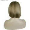 Synthetische Perücken, Bob-Perücke für Damen, kurz, glatt, synthetisches Naturblond, Highlights, tägliches Haar, Q240115