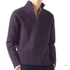 Men's Vests Sweaters For Men Fashion Pullover Quarter Zipper Casual Mock Neck Ribbed Knitted Long Sleeve Tops