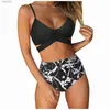 Swim Wear Mulheres Cruz Cintura Alta Corda Floral Impresso 2 Peça Maiô Biquíni Brasileiro Maiô Férias Quentes Natação SuitsL240115