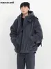 マウロイコルディ冬濃い温かい特大のダークグレーシェルパジャケットとフードジップアップふわふわしたカジュアルなフェイクラムファーコート240115
