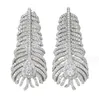 Choucong 2024 Kolczyki stadninowe Oryginalna luksusowa biżuteria Prawdziwa 100% 925 srebrna utwardzina biała moissanite Diamond Stones Party Women Feather Prezent