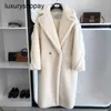 デザイナーMaxmaras Teddy Bear Coat Womens Cashmere Coatsウール冬2024 New M Family Grain Sheep Camel One Piece Long Fur Thicken