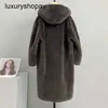 デザイナーMaxmaras Teddy Bear Coat Womens Cashmere Coatsウール冬2024 New Hooded Fur Integrated Particle Plush Sheep Scissor Lamb Hai 8nko 8nko