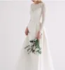 Elegancka sukienka ślubna Bride 2024 SCO SCEK Długie rękawy górne koronkowe satynowe suknie ślubne A-line boho vestidos noiva szatę de mariage