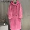 デザイナーMaxmaras Teddy Bear Coat Women Cashmere Coatsウール冬2024 New Hooded Fur Integrated Particle Plush Sheep Scissor Lamb Hai Ikmw Ikmw