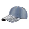 Visors Women Baseball Cap With Sparkling Rhinestones Wide Brim UV-Proof Sun Protection Shiny Stylish Hat Outdoor