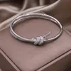 Korea fashion jewelry 14K gold plated luxury zircon knot double closed bracelet elegant womens wedding party accessories 240115