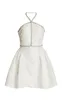 Abiti casual Cristalli Abito bianco Perline Backless Mini Satin A-line Party Pieghe Cocktail Elegante per le donne