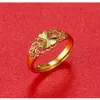 Counter Copy 100% Real Gold 24K 999 Ring Women's Color Zhaocai Transfer Flower Justerbara Pure 18K Gold Jewelry 240115