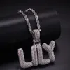 A-Z personalizado pequenas letras colares charme pingente para homens mulheres ouro prata cor zircônia cúbica hip hop jóias whole270k